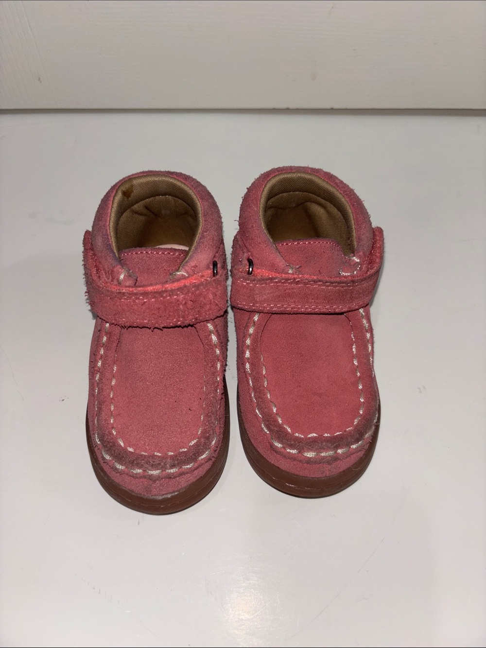 Hanna Andersson Pink Suede Hook & Loop Moccasins